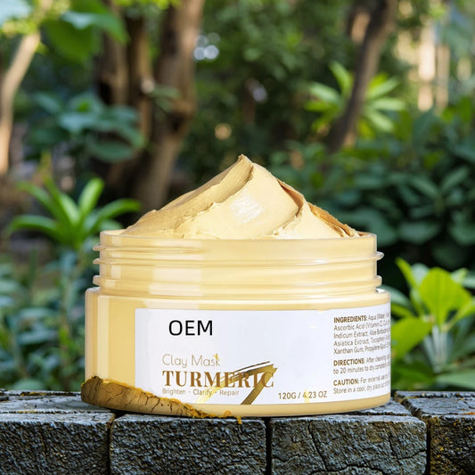 Private Label Vegan Turmeric Facial Mud Mask Firming Exfoliating Blackhead Remover Vitamin C Enriched Clay Mud Skin Care