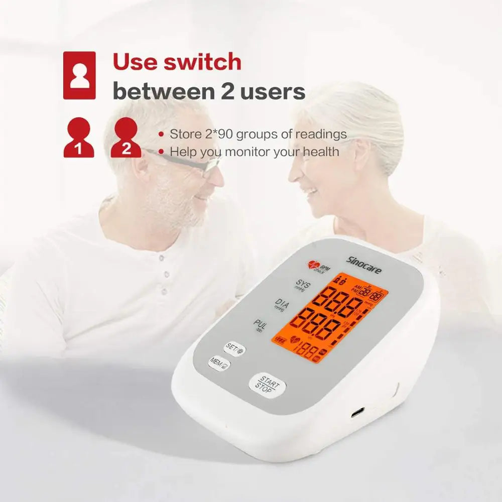 Sannuo Blood Pressure Monitor Upper Arm Blood Pressure Cuff Device Automatic Digital BP Machine Heart Rate Pulse Monitor Voice