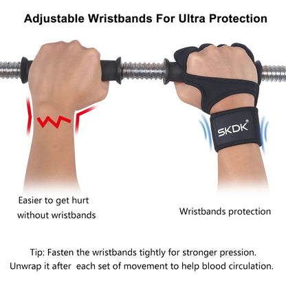 Weight Lifting Fitness Gloves With Wrist Wraps Silicone Gel Full Palm Protection Gym Workout Gloves Power Lifting Equipment