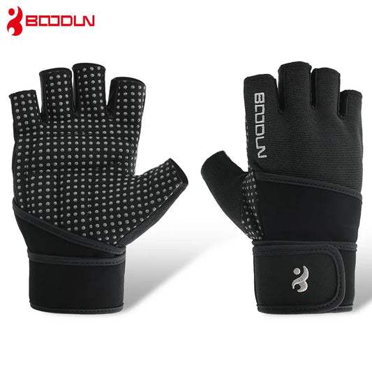 Boodun Men Women Gym Gloves Crossfit Fitness Gloves Extend Wristband Bodybuilding Barbell Dumbbell Weight Lifting Gym Equipment