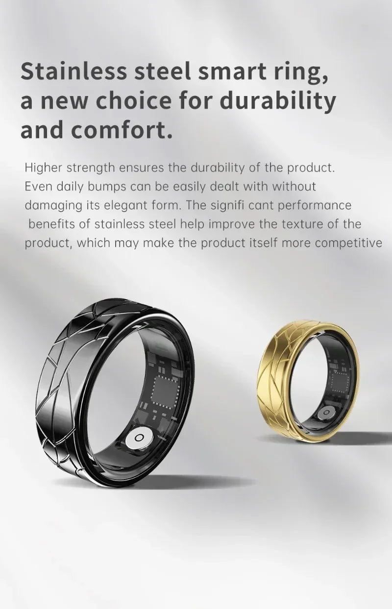 Smart Ring Health Monitoring IP68&5ATM Waterproof for Women Men Multi-sport Modes Bluetooth Sleep Tracker Finger Ring for Photo