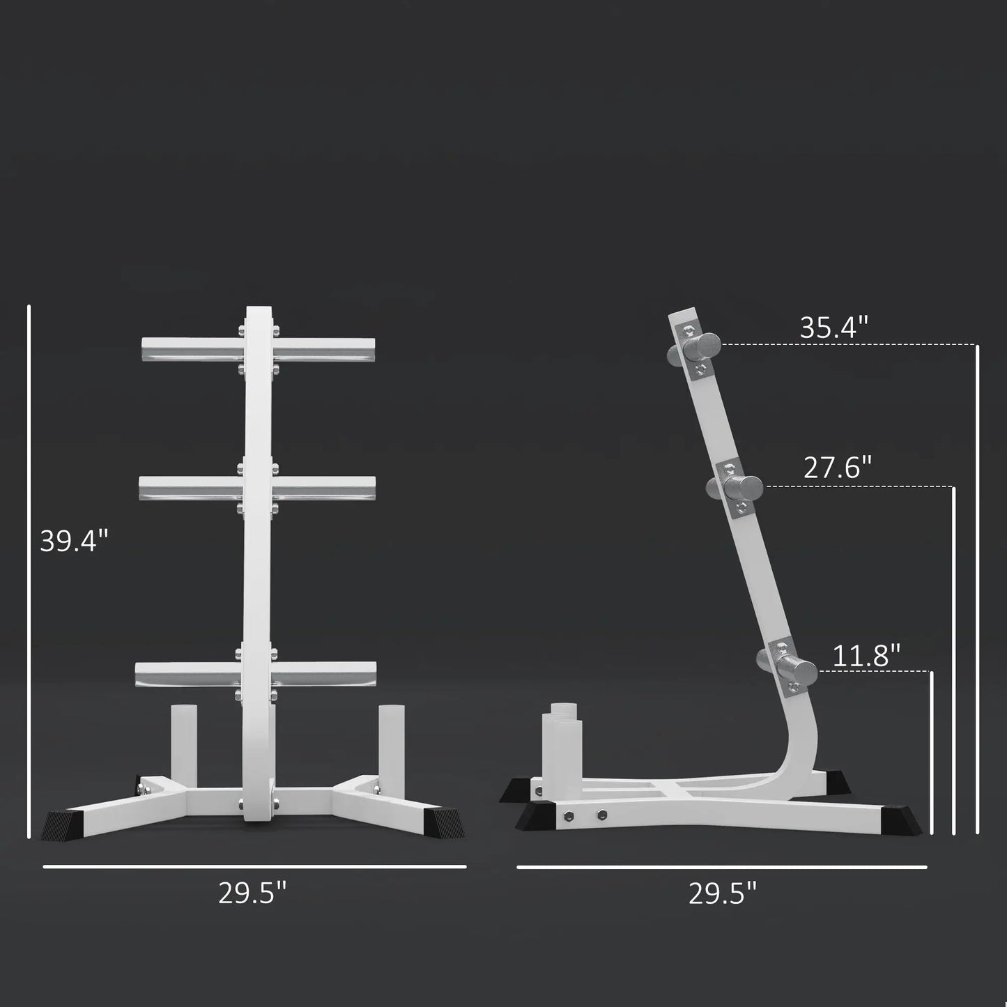 2-Inch White for Olympic Weight Tree Barbell Bar Holders 660 Lbs. Capacity Outdoor Fitness Equipment Heavy Weight Plate Rack