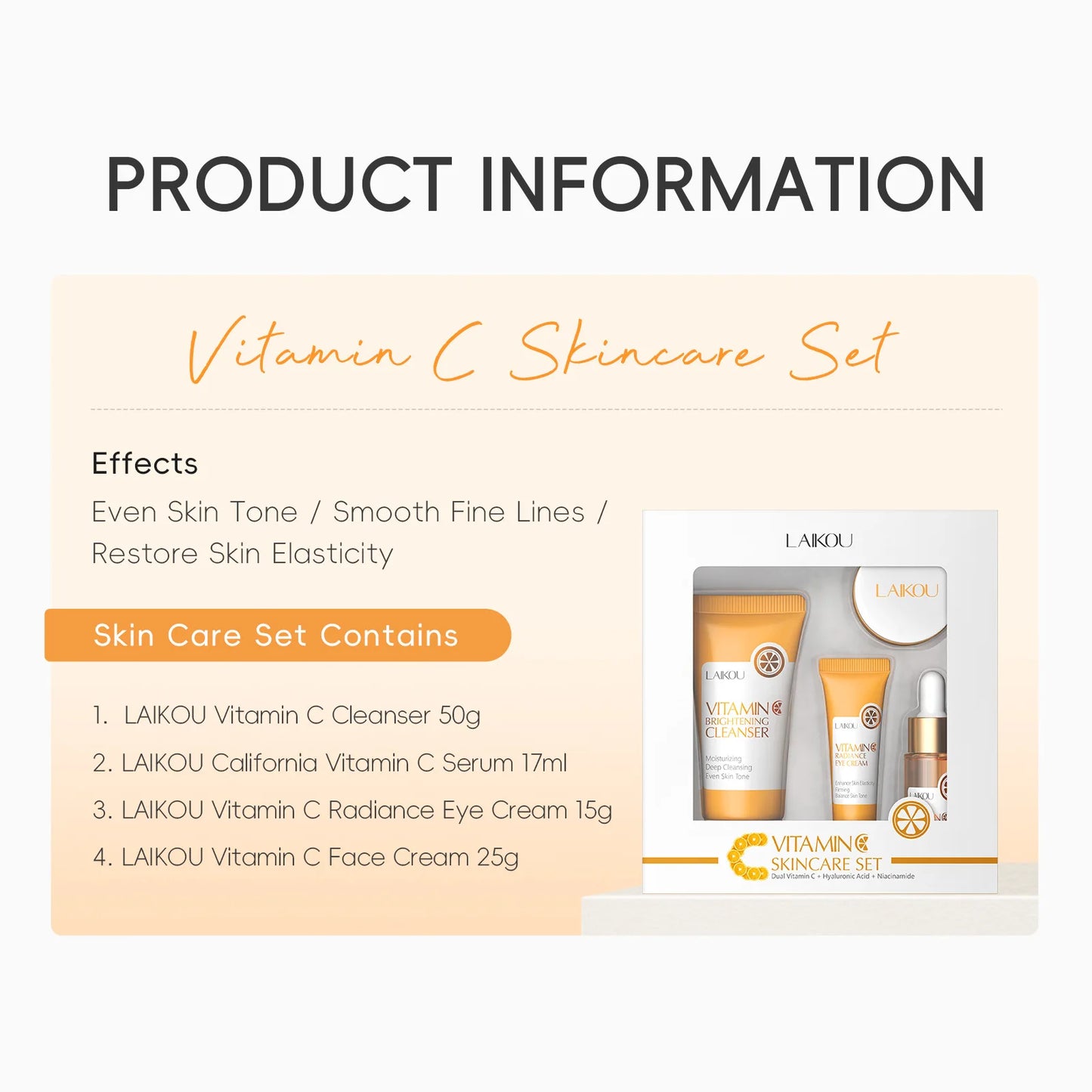 Brightening Vitamin C Skin Care Kit With Antiage Serum Hydrating Cleanser Moisturizing Eye Cream Face Treatment