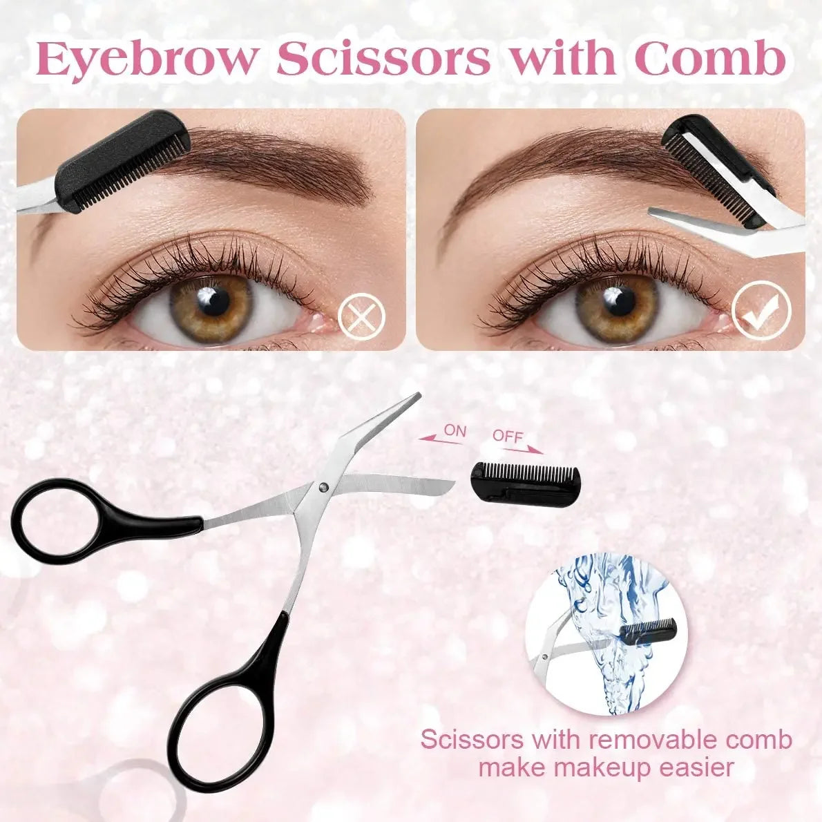 Eyebrow Trimmer Scissors with Comb Precision Trimmer Eyebrow Eyelash Hair Remover Cut Scissors Beauty Tool for Men Women