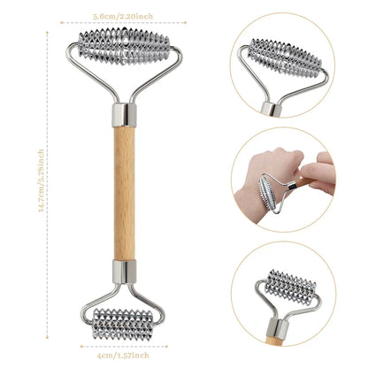 Zinc Alloy Derma Roller Microneedle Facial Wrinkle Removal Manual Beauty Massager Double Head Metal Jade Roller Skin Care Tools