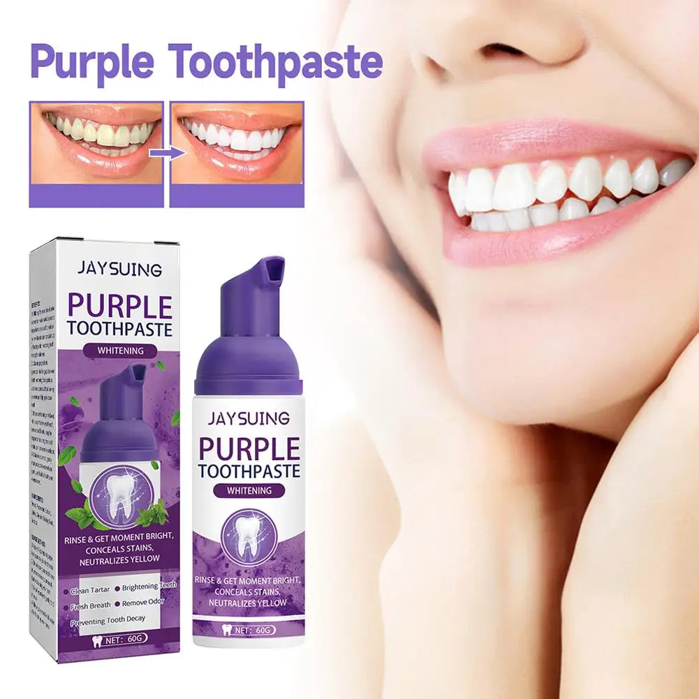 60g Purple Toothpaste Whitening Brightening Corrector Oral Stains Health Teeth Tooth Removing Yellow Cleaning N8K9