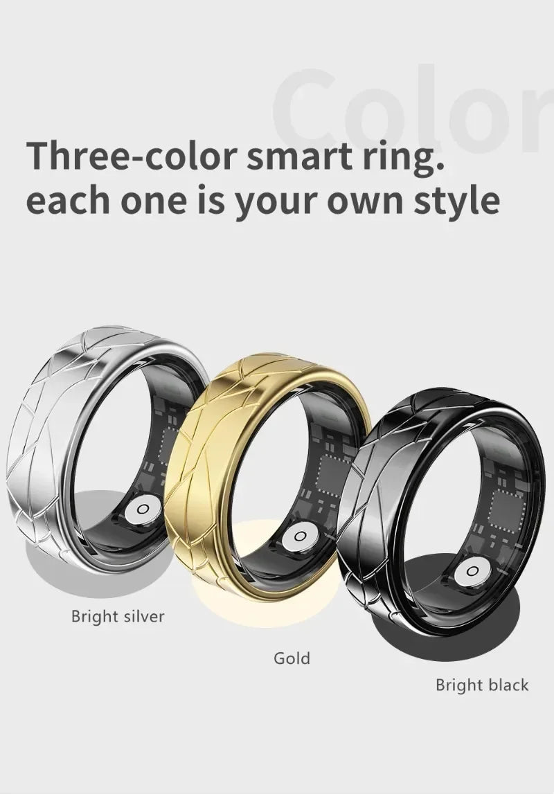 Smart Ring Health Monitoring IP68&5ATM Waterproof for Women Men Multi-sport Modes Bluetooth Sleep Tracker Finger Ring for Photo