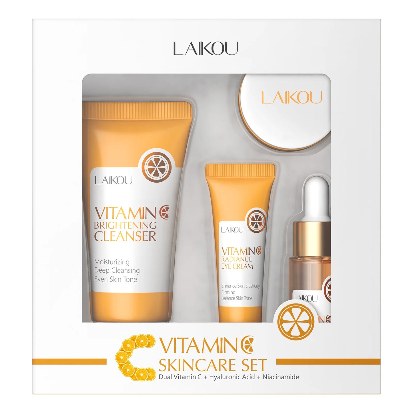 Brightening Vitamin C Skin Care Kit With Antiage Serum Hydrating Cleanser Moisturizing Eye Cream Face Treatment