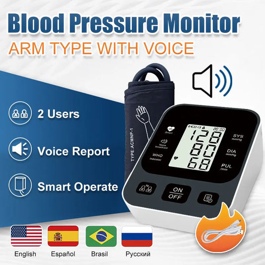 AiQUE Digital Arm Blood Pressure Meter 32cm Cuff Medical Pressure Tonometer Tensiometer Baumanometer Pulse  Sphygmomanometer