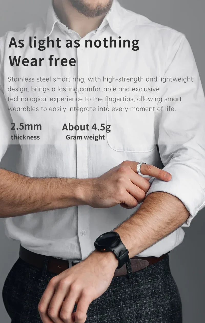 Smart Ring Health Monitoring IP68&5ATM Waterproof for Women Men Multi-sport Modes Bluetooth Sleep Tracker Finger Ring for Photo