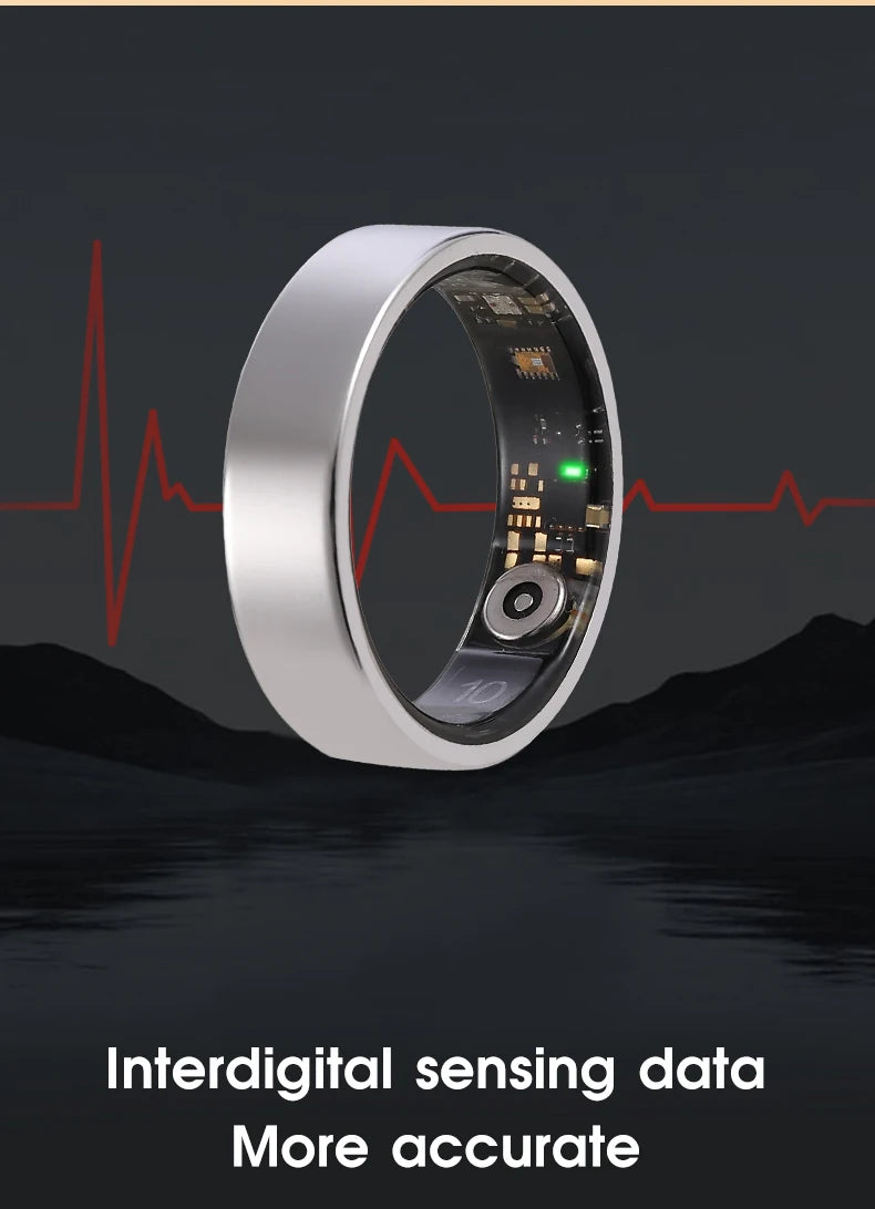 JUSTLANG Smart Ring Sports Ring Health Monitoring Bluetooth Heart Rate Blood Oxygen Sleep Pressure Motion Data Magnetic Charging