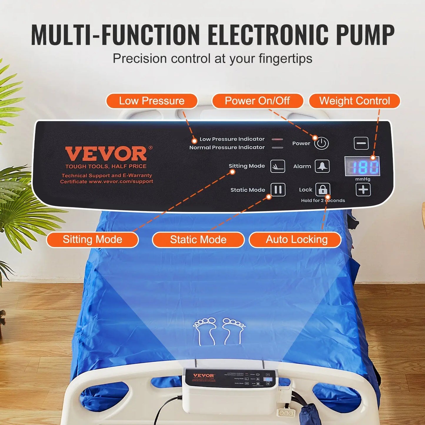 Dual-Layer Hospital Beds Quiet Electric Pump 450LBS Alternating Air Pressure Mattress B-C Pressure Modes for Bed Sores