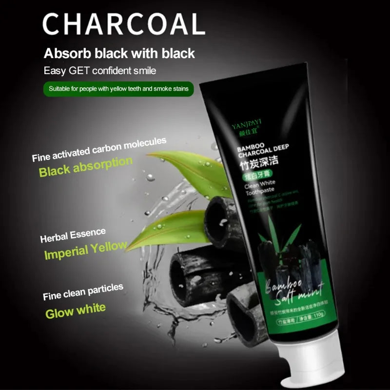 Bamboo Charcoal Black Toothpaste Deep Clean Mint Flavor Teeth Whitening Bad Breath Stains Oral Care 110g зубная паста