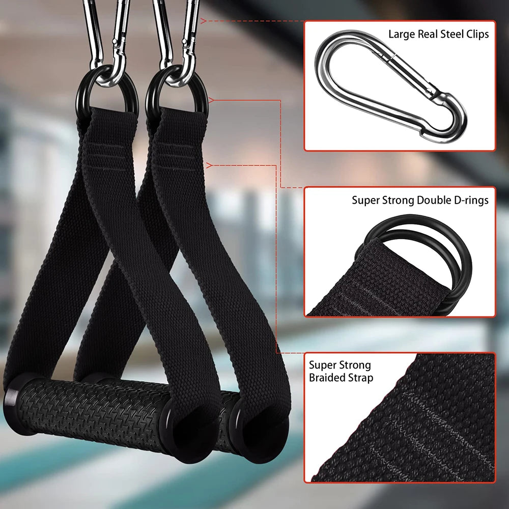 Heavy Duty Exercise Handles Cable Attachment Gym Resistance Bands Handles Anti-slip Grip Pilates Yoga Strength Trainer Workout