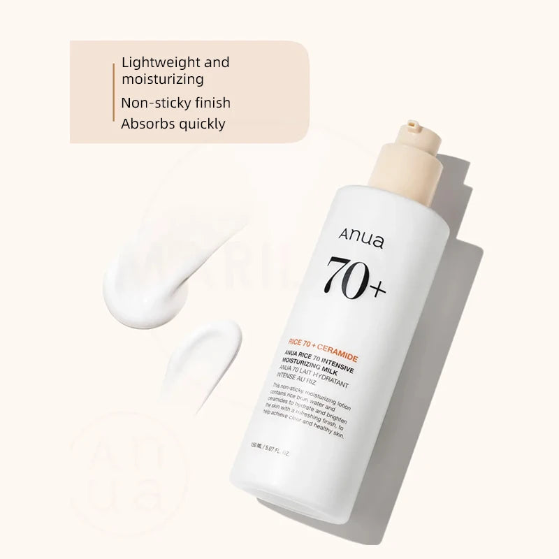 Korean Skincare Rice 70 Intensive Moisturizing Milk Lotion for Deep Hydration and Nourishing, Niacinamide Ceramides Lotion 150ml