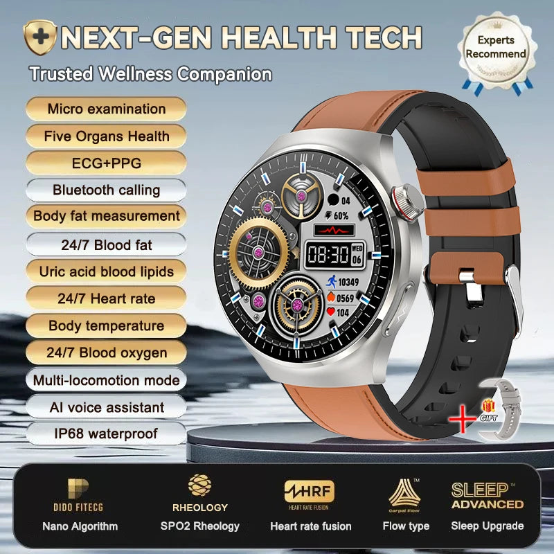 2025 New For Huawei Health Micro examination SmartWatch ECG+PPG Uric acid Blood lipid Bluetooth call Organ monitoring smartwatch