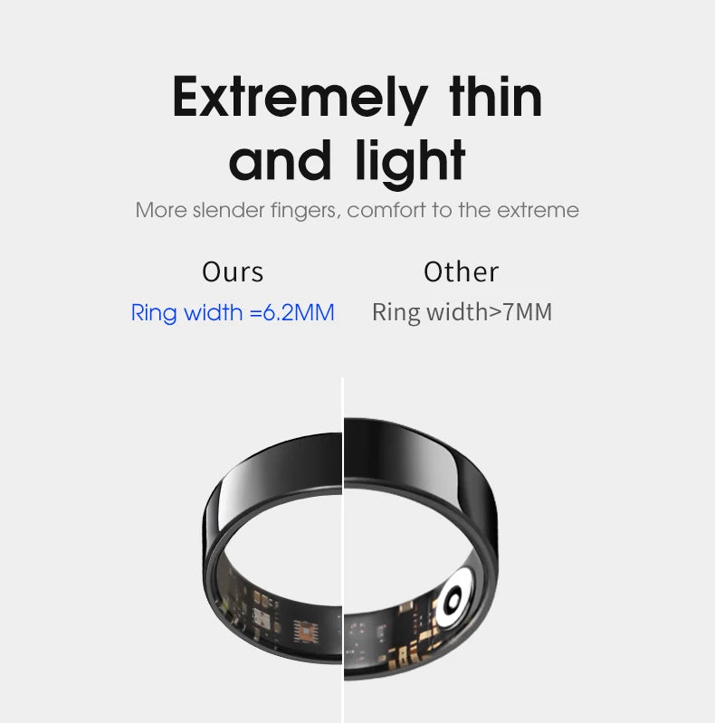JUSTLANG Smart Ring Sports Ring Health Monitoring Bluetooth Heart Rate Blood Oxygen Sleep Pressure Motion Data Magnetic Charging