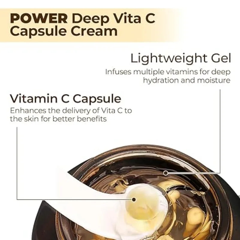 Deep Vita C Capsule Cream Face Moisturizer Gel With Collagen & Niacinamide Anti Wrinkles Firming Repairing Hydrating Skin Care