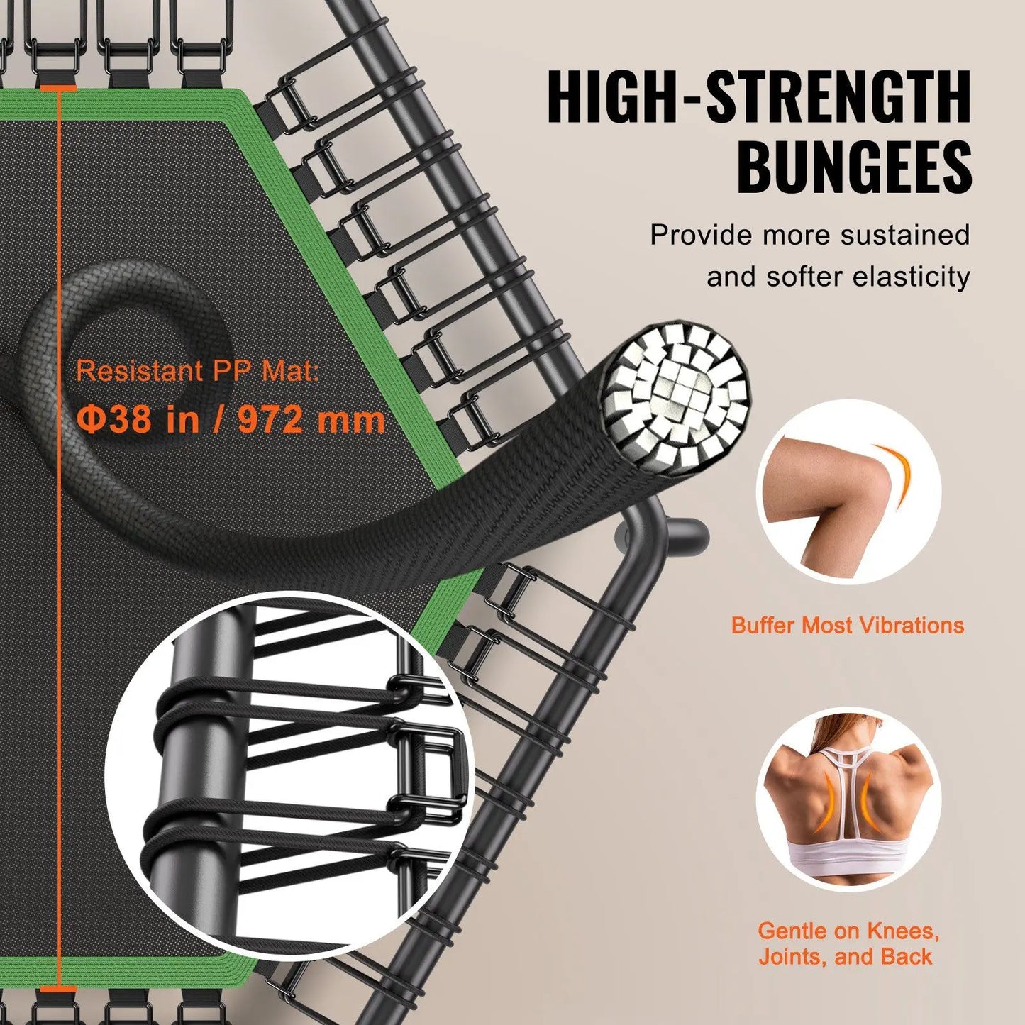 54.5\" Mini Fitness Indoor Exercise Rebounder Adults Trampoline with Handle Outdoor Sports Training Equipment