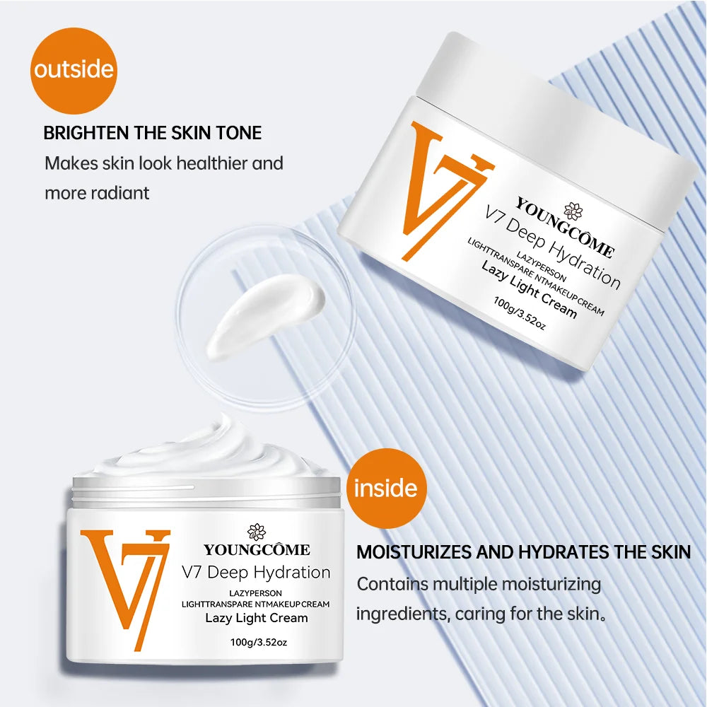 Face Cream V7 Deep Hydration Waterlight Instant Whitening Moisturizing Cream Vitamin H Nourish Brighten Skin Tone Fade Blemishes