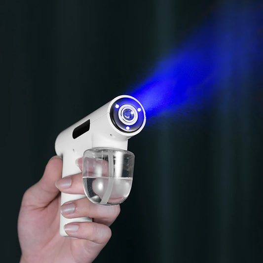 Portable Handheld Electric Humidification Spray Gun Household Travel Supplies Atomised Blue Light Rechargeable Disinfection Gun
