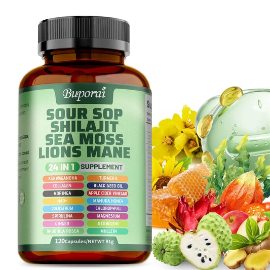 24-In-1 Soursop Capsules - Support Joint and Bone Health, Promote Digestion, Enhance Immunity, and Maintain Overall Health