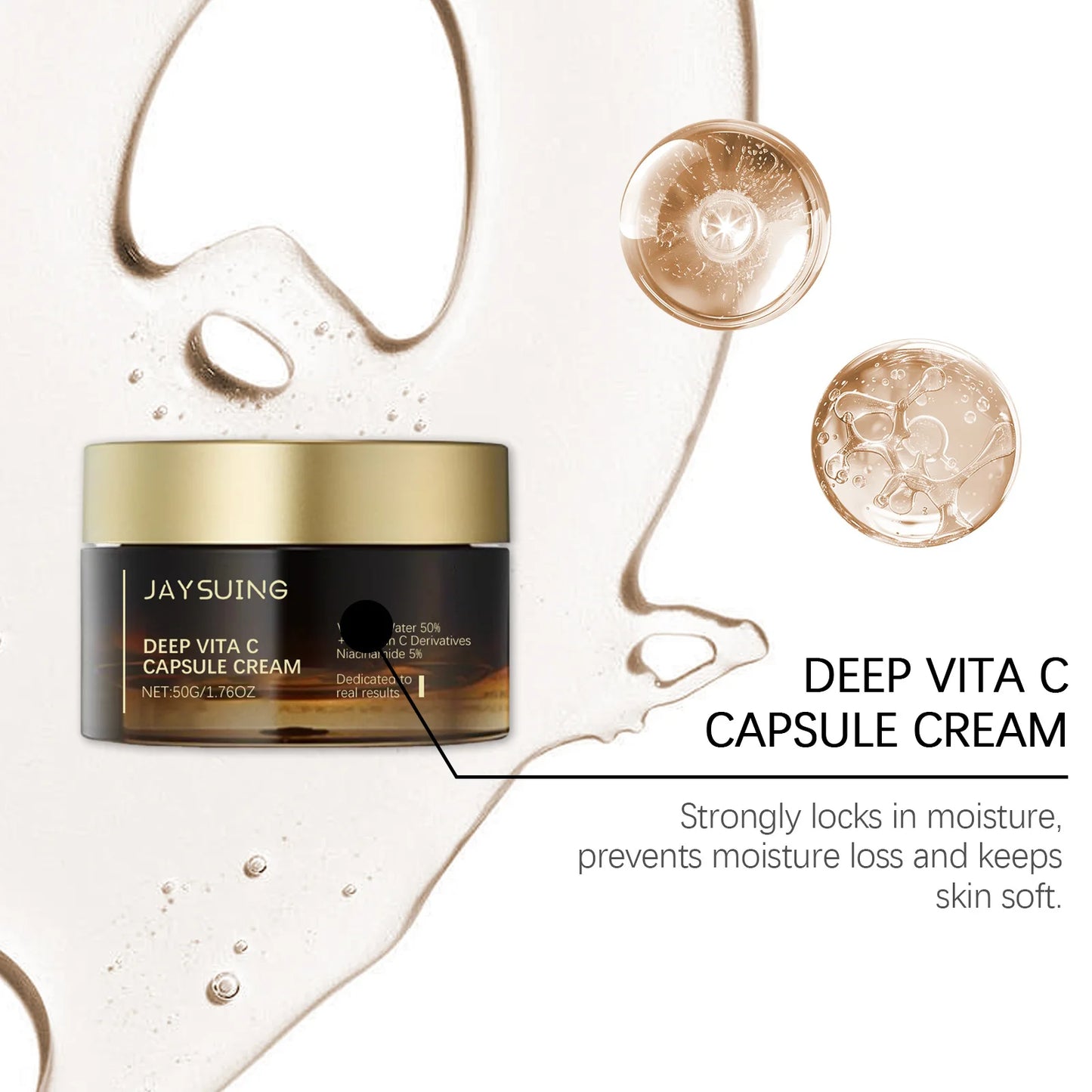 Deep Vita C Capsule Cream Face Moisturizer Gel With Collagen & Niacinamide Anti Wrinkles Firming Repairing Hydrating Skin Care