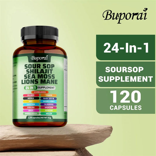24-In-1 Soursop Supplement - Rich in Antioxidants, Promotes Skin, Joint and Bone Health, and Boosts Immune Function, Vegetarian