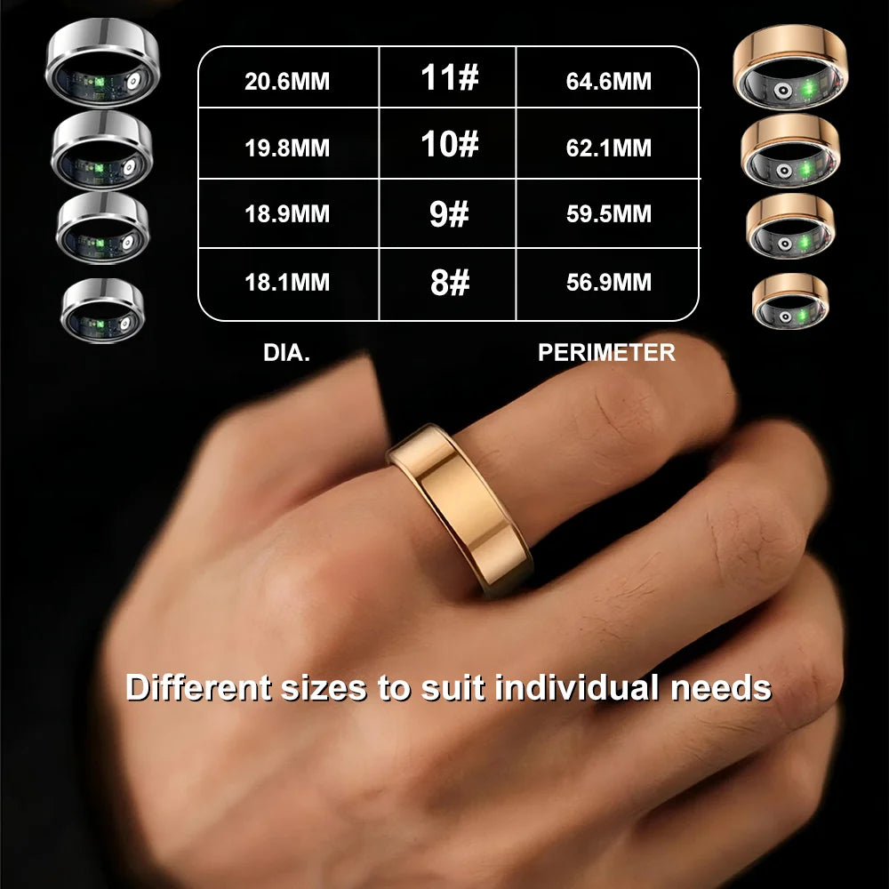 JUSTLANG Smart Ring Sports Ring Health Monitoring Bluetooth Heart Rate Blood Oxygen Sleep Pressure Motion Data Magnetic Charging