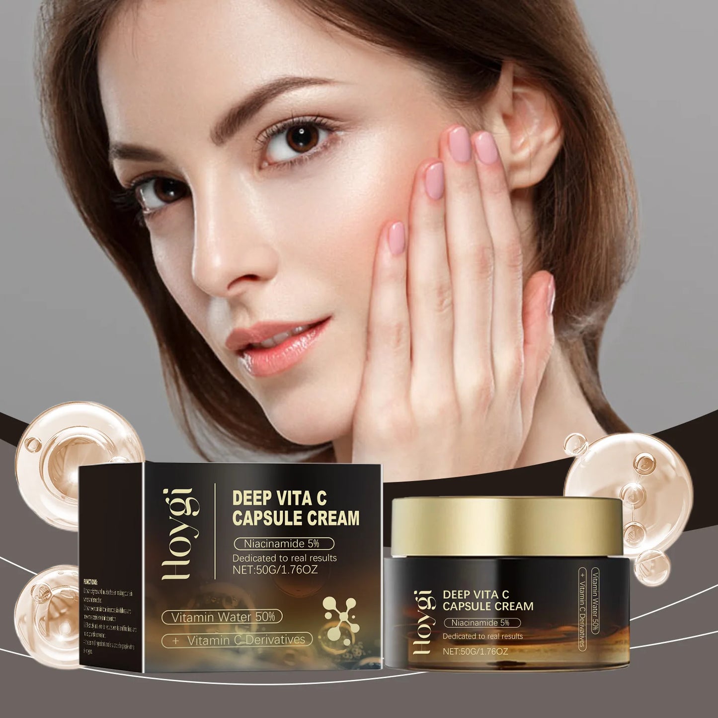 Deep Vita C Capsule Cream Face Moisturizer Gel With Collagen & Niacinamide Anti Wrinkles Firming Repairing Hydrating Skin Care