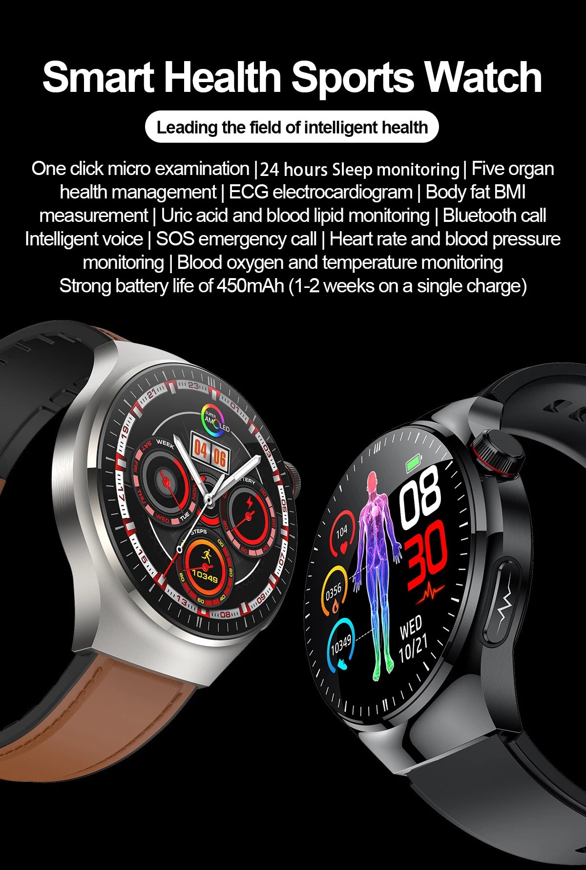 2025 New For Huawei Health Micro examination SmartWatch ECG+PPG Uric acid Blood lipid Bluetooth call Organ monitoring smartwatch