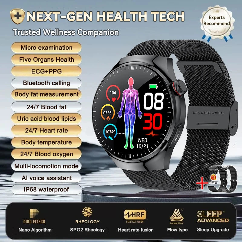 2025 New For Huawei Health Micro examination SmartWatch ECG+PPG Uric acid Blood lipid Bluetooth call Organ monitoring smartwatch