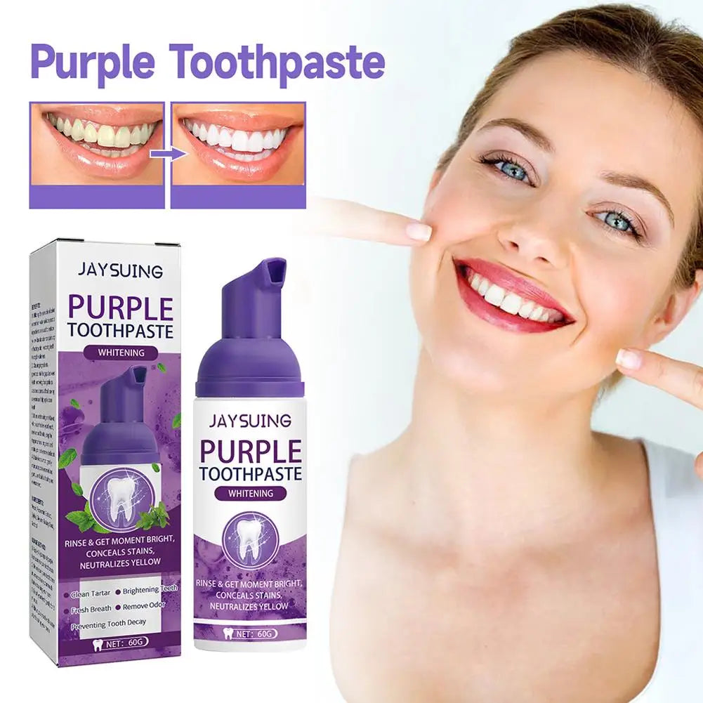 60g Purple Toothpaste Whitening Brightening Corrector Oral Stains Health Teeth Tooth Removing Yellow Cleaning N8K9