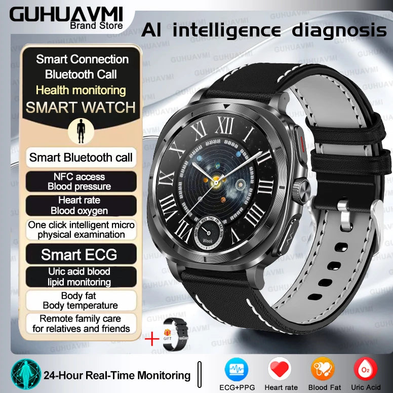 2025 NEW Health monitoring ECG+PPG Smart Watch Uric Acid Blood fat Blood Pressure High Precision Analysis Smart Watch Voice call