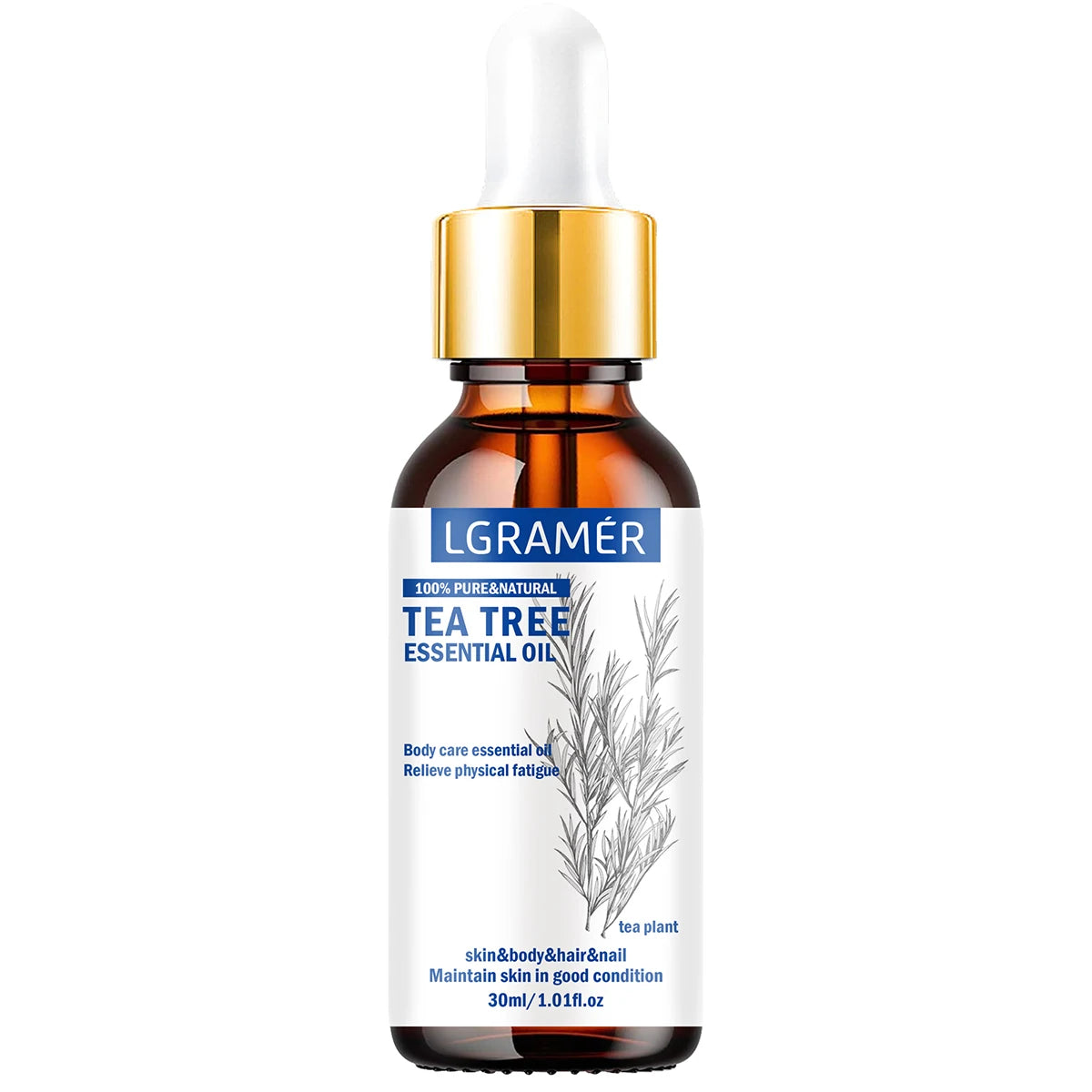 30ML Tea Tree Essential Oil ,100% Pure Nature for Aromatherapy, Diffuser, Humidifier,  Woody, Relieving Stress，Massage Muscle