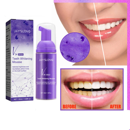 50ml Toothpaste Mousse V34 Teeth Cleaning Whitening Toothpaste Yellow Teeth Removing Tooth Stains Oral Cleaning Hygiene 2023