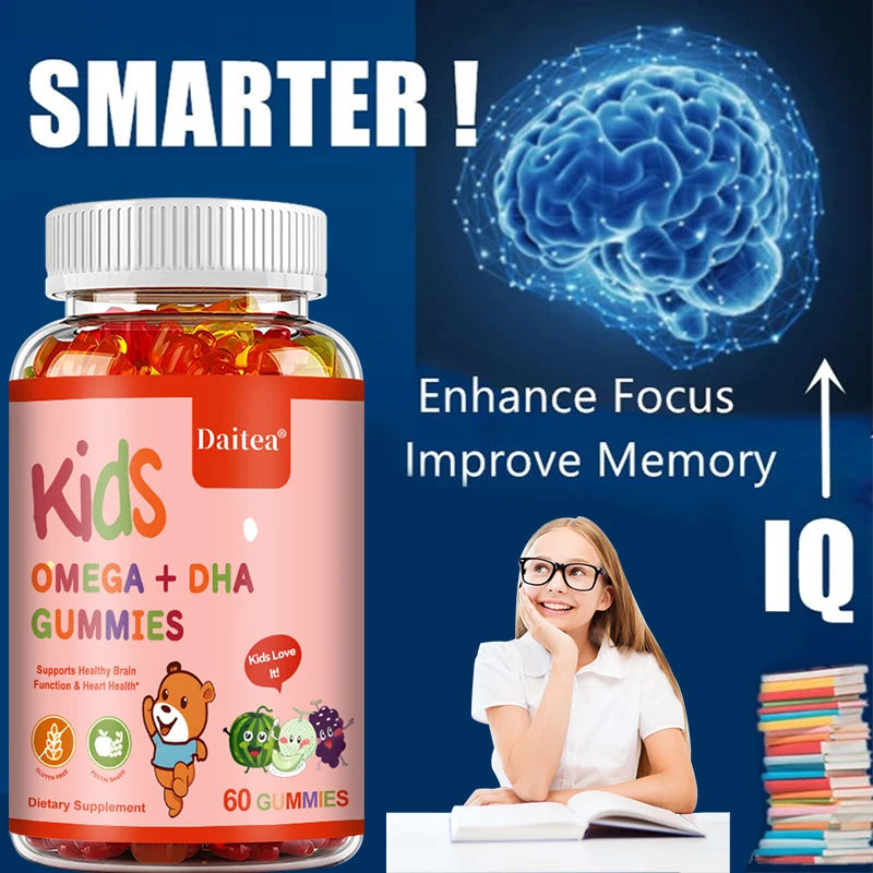 Children's OMEGA+DHA Gummies - Supports The Brain, Joints, Heart, Eyes and Immune System - Contains Omega 3 6 9 + DHA, Vitamin C