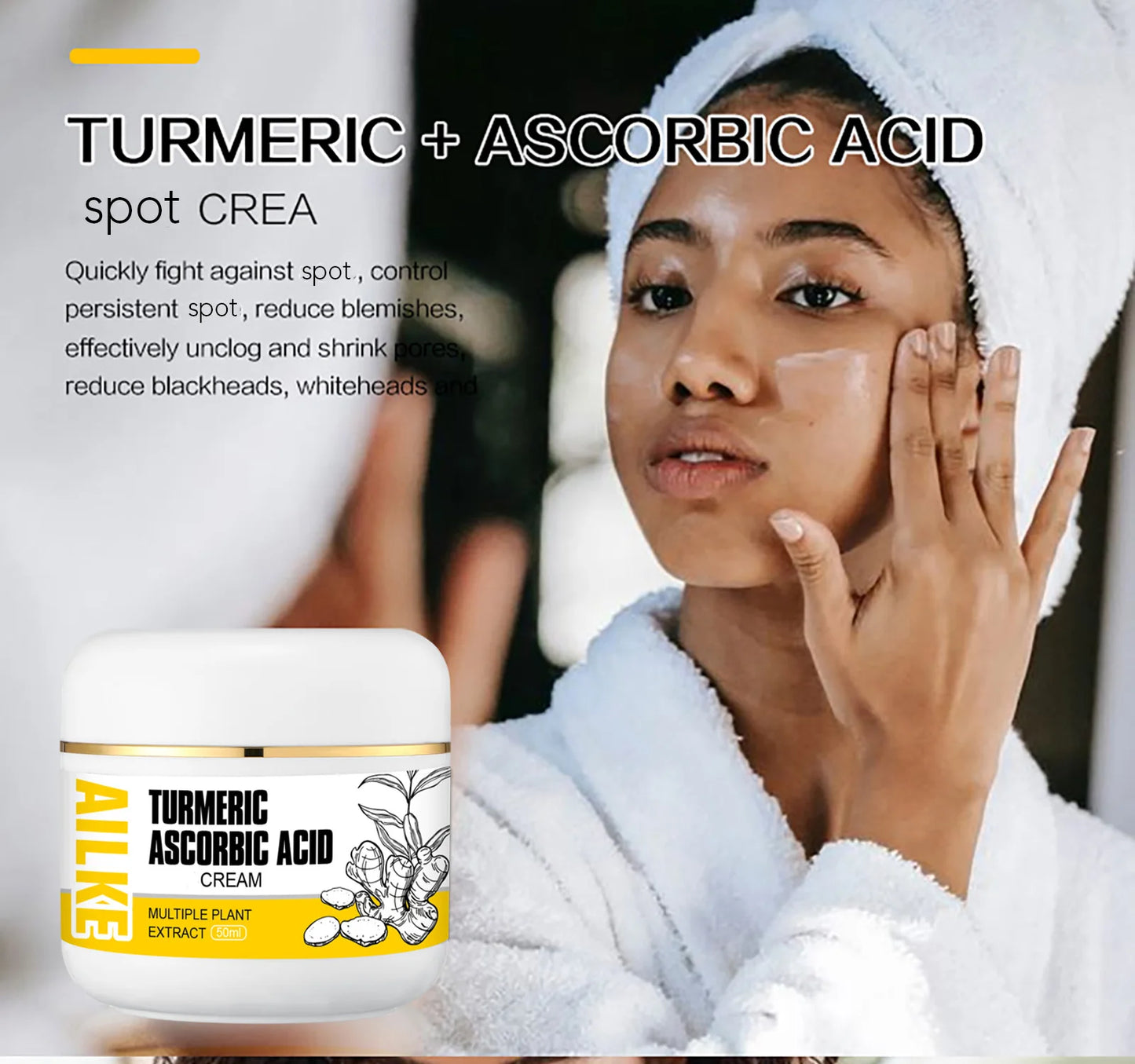 AILKE Natural Turmeric Skin Care Range, Lightening, Cleaning Skin, Moisturizes, Remove Acne and Pimples, Refining Pores