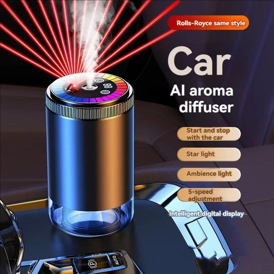 Intelligent Car Aromatherapy Machine with Tri - color Starry - sky Light Spray Aromatherapy Interior Atmosphere Light and Car Pe