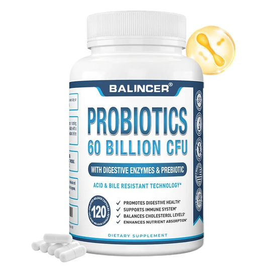 Probiotic + Prebiotic Supplements - Contains Digestive Enzymes To Support Digestive Health and The Immune System