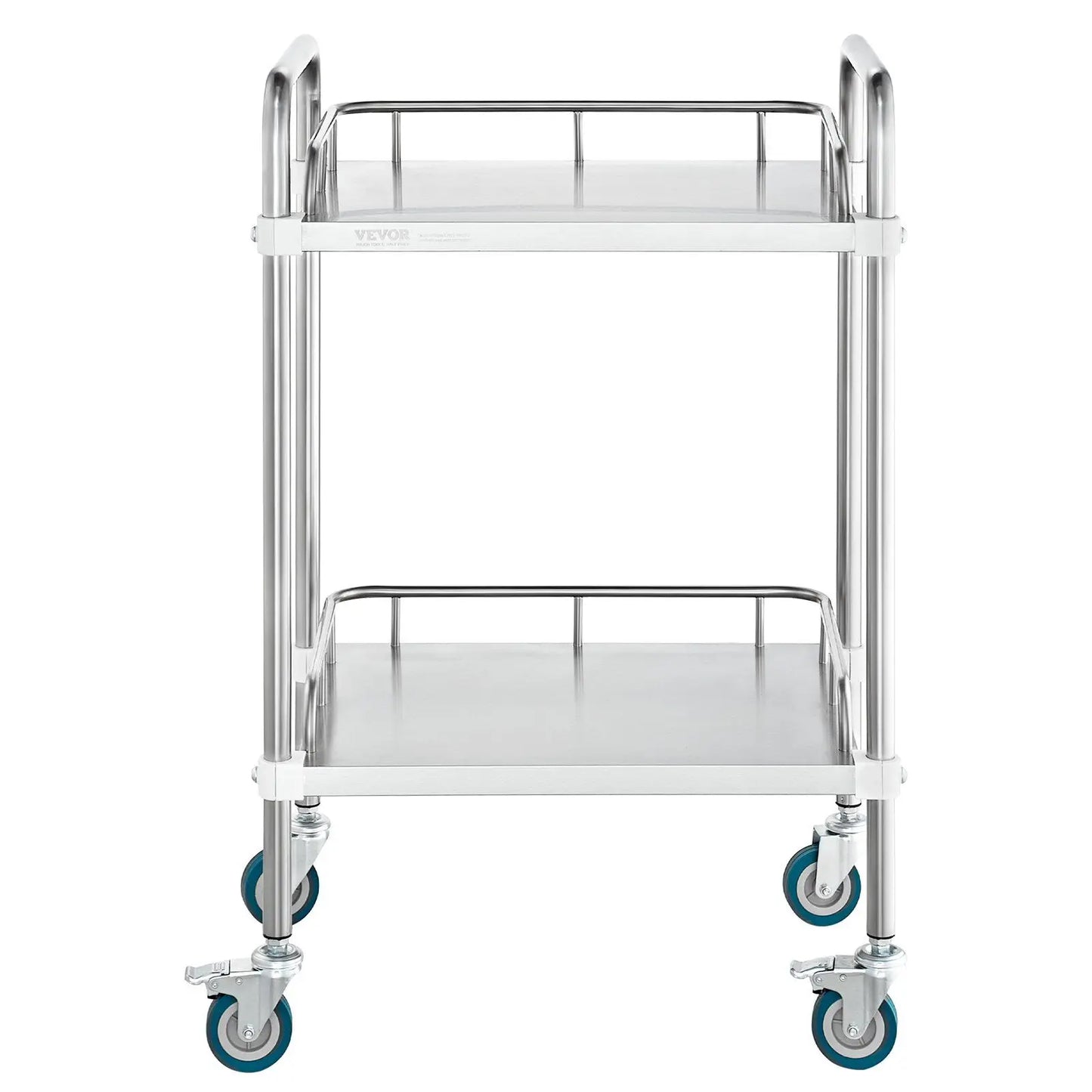 Lab Rolling Cart, 2-Shelf Stainless Steel Rolling Cart, Lab Serving Cart with Swivel Casters, Dental Utility Cart for Clinic, La