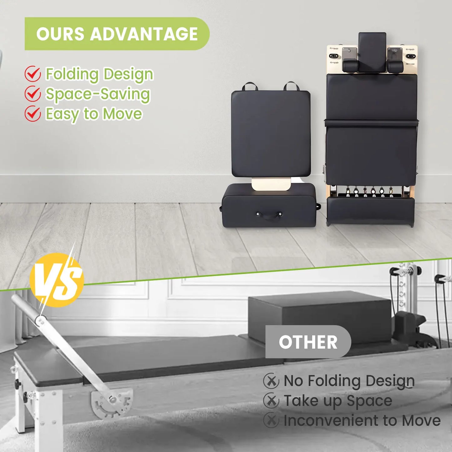 Pro Home Studio Pilates Reformer Portable Adjustable Yoga Training Equipment for Body Exercise Foldable Fitness Pilates Reformer