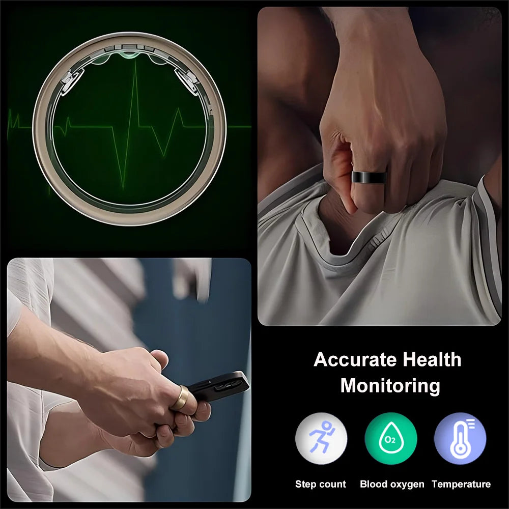 JUSTLANG Smart Ring Sports Ring Health Monitoring Bluetooth Heart Rate Blood Oxygen Sleep Pressure Motion Data Magnetic Charging
