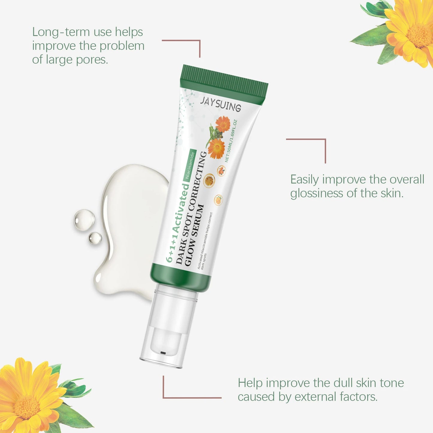 Skin Brightening Essence Eliminate Dullness Even Tone Reduce Fine Lines Moisturize Increase Skin Elasticity Nicotinamide Essence