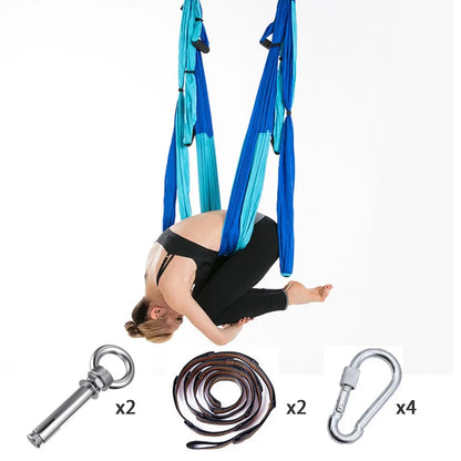 Full Set 6 Handles Anti-gravity Aerial Yoga Ceiling Hammock Flying Swing Trapeze Yoga Inversion Device Home GYM Hanging Belt