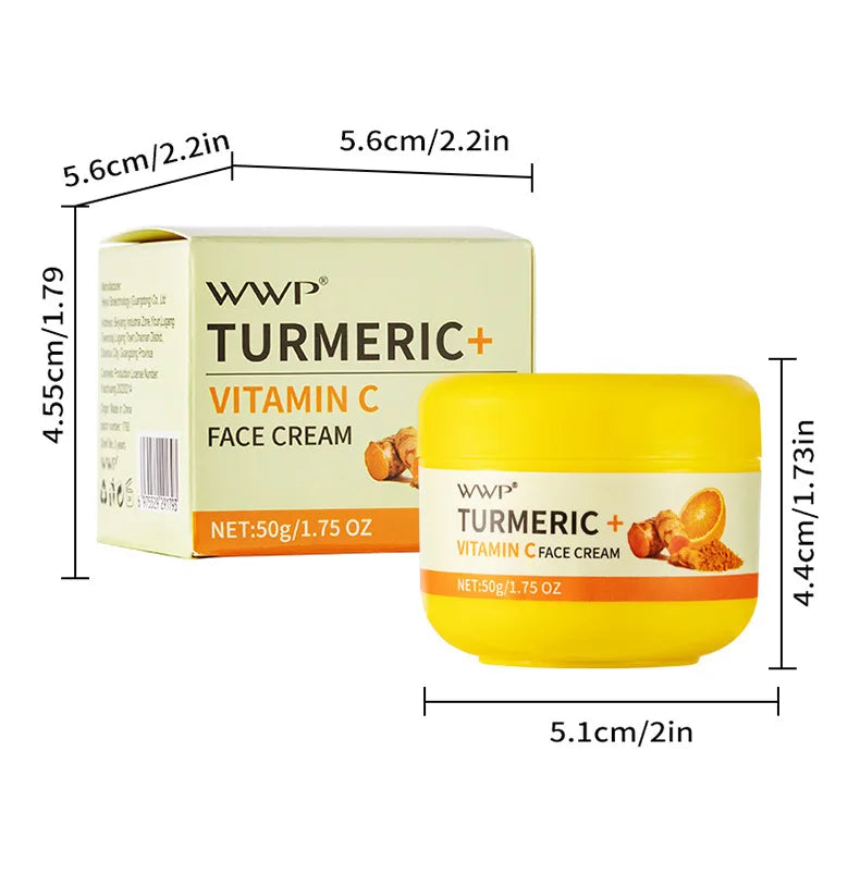 Turmeric Face Cream Strong Whitening Vitamin C Cream Brighten Skin Tone Reduce Dark Spots Lighten Moisturizing Cream Facial 50g