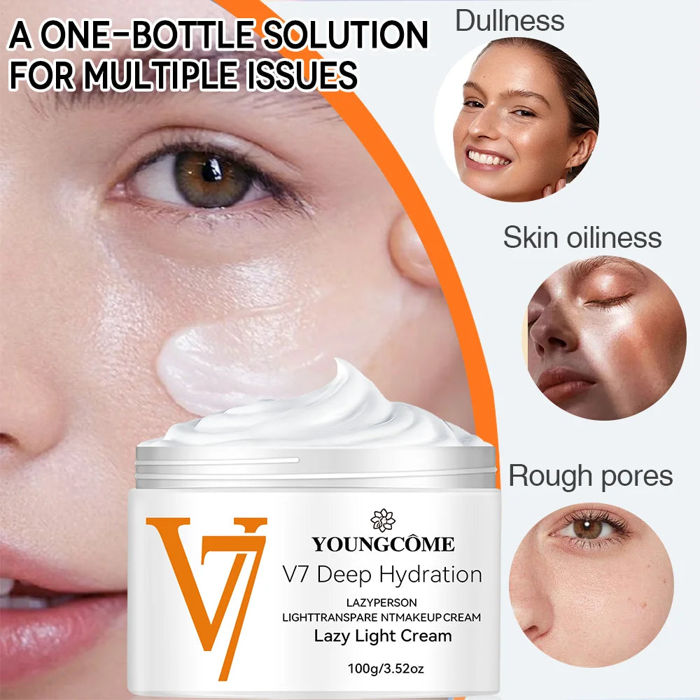 Face Cream V7 Deep Hydration Waterlight Instant Whitening Moisturizing Cream Vitamin H Nourish Brighten Skin Tone Fade Blemishes