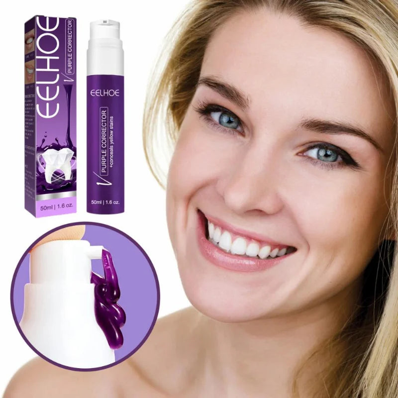 50ml Purple Safe Whitening Toothpaste Refreshing Breath Teeth Foam Tooth Cleaning Mousse Plaque Removal Dentifrice Teeth Care