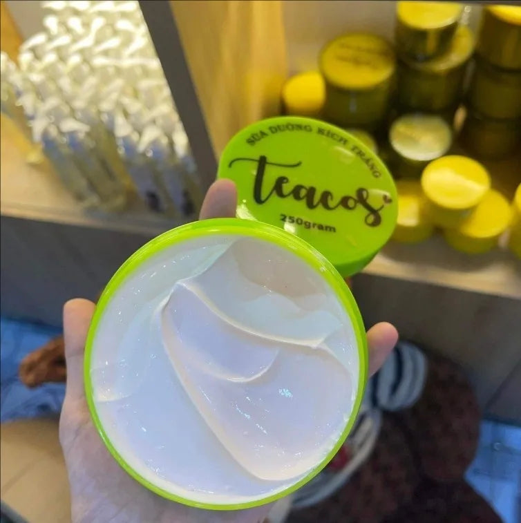 Kem Body Sữa Dưỡng Kích Trắng Teacos 200g,  Remove Dark Skin Blemishes, Lightening Nourishes Bright White Skin Shine Naturally