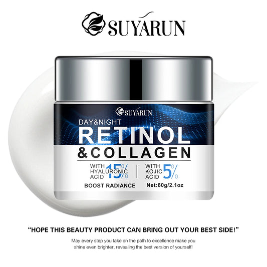 15% hyaluronic acid and 5% kojic acid moisturizer, rich in glycerin and retinol, tender, brighten, firm and improve rough skin